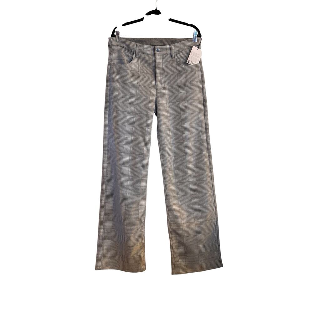 Noli NWT Silver Plaid Straight Leg Pants High Rise Stretch Medium